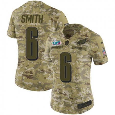 Nike Eagles #6 DeVonta Smith Camo Super Bowl LVII Patch Women's Stitched NFL Limited 2018 Salute To Service Jersey