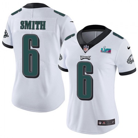 Nike Eagles #6 DeVonta Smith White Super Bowl LVII Patch Women's Stitched NFL Vapor Untouchable Limited Jersey