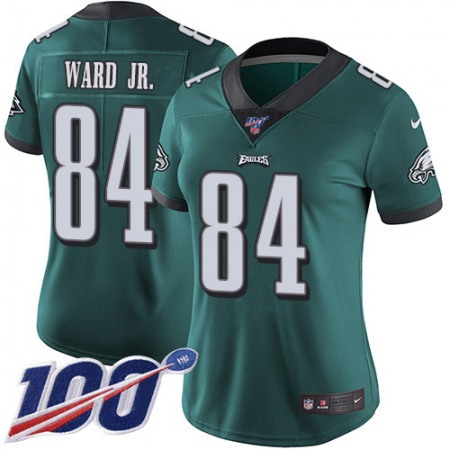 Nike Eagles #84 Greg Ward Jr. Green Team Color Women's Stitched NFL 100th Season Vapor Untouchable Limited Jersey
