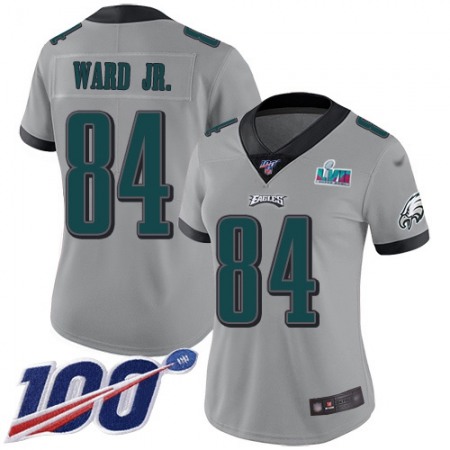 Nike Eagles #84 Greg Ward Jr. Silver Super Bowl LVII Patch Women's Stitched NFL Limited Inverted Legend 100th Season Jersey