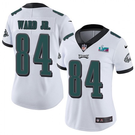Nike Eagles #84 Greg Ward Jr. White Super Bowl LVII Patch Women's Stitched NFL Vapor Untouchable Limited Jersey
