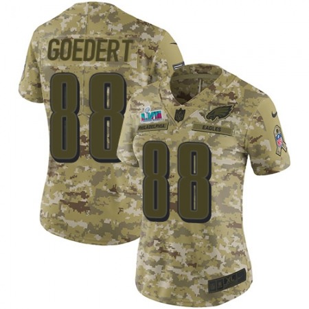 Nike Eagles #88 Dallas Goedert Camo Super Bowl LVII Patch Women's Stitched NFL Limited 2018 Salute To Service Jersey
