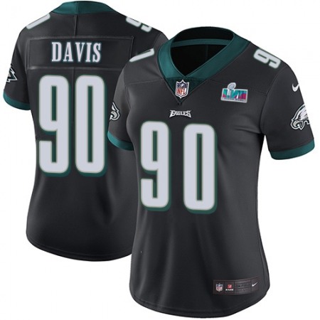 Nike Eagles #90 Jordan Davis Black Super Bowl LVII Patch Alternate Women's Stitched NFL Vapor Untouchable Limited Jersey