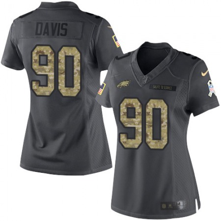 Nike Eagles #90 Jordan Davis Black Women's Stitched NFL Limited 2016 Salute to Service Jersey