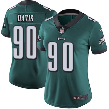 Nike Eagles #90 Jordan Davis Green Team Color Women's Stitched NFL Vapor Untouchable Limited Jersey