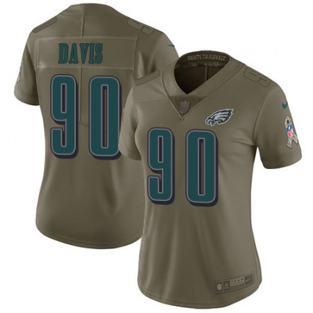 Nike Eagles #90 Jordan Davis Olive Women's Stitched NFL Limited 2017 Salute To Service Jersey