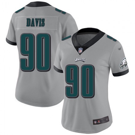 Nike Eagles #90 Jordan Davis Silver Women's Stitched NFL Limited Inverted Legend Jersey