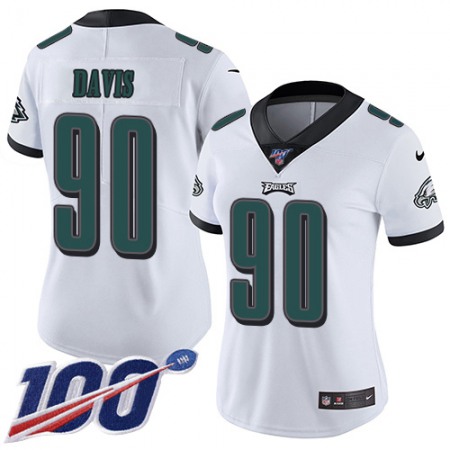 Nike Eagles #90 Jordan Davis White Women's Stitched NFL 100th Season Vapor Untouchable Limited Jersey