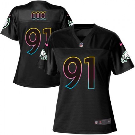 Nike Eagles #91 Fletcher Cox Black Women's NFL Fashion Game Jersey