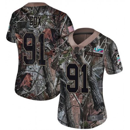 Nike Eagles #91 Fletcher Cox Camo Super Bowl LVII Patch Patch Women's Stitched NFL Limited Rush Realtree Jersey