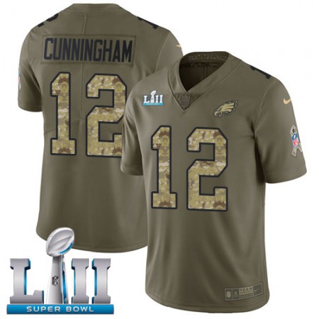Nike Eagles #12 Randall Cunningham Olive/Camo Super Bowl LII Youth Stitched NFL Limited 2017 Salute to Service Jersey