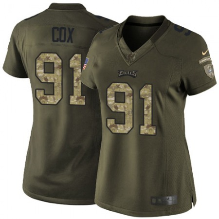Nike Eagles #91 Fletcher Cox Green Women's Stitched NFL Limited 2015 Salute to Service Jersey