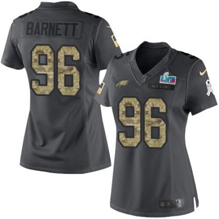 Nike Eagles #96 Derek Barnett Black Super Bowl LVII Patch Women's Stitched NFL Limited 2016 Salute to Service Jersey