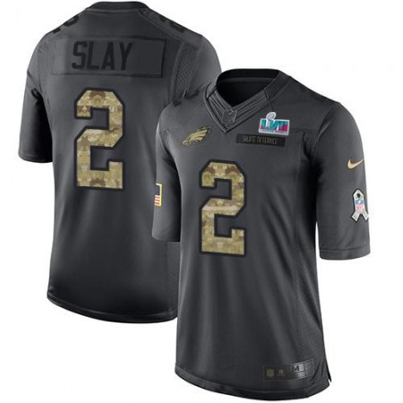 Nike Eagles #2 Darius Slay Black Super Bowl LVII Patch Youth Stitched NFL Limited 2016 Salute to Service Jersey