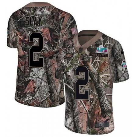 Nike Eagles #2 Darius Slay Camo Super Bowl LVII Patch Youth Stitched NFL Limited Rush Realtree Jersey