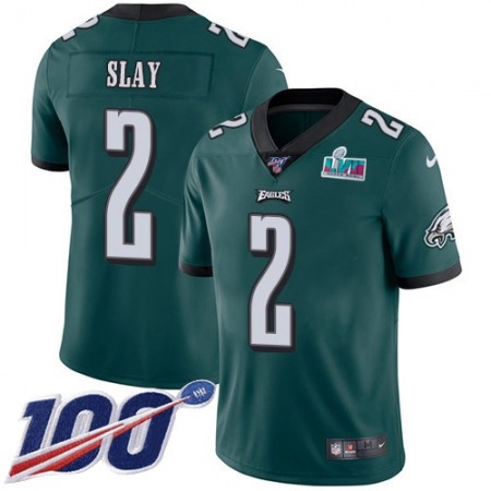 Nike Eagles #2 Darius Slay Green Team Color Super Bowl LVII Patch Youth Stitched NFL 100th Season Vapor Limited Jersey