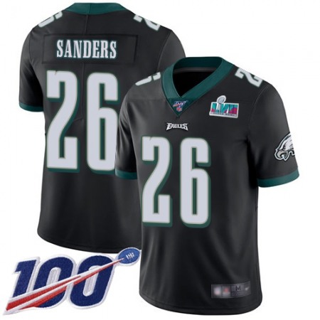 Nike Eagles #26 Miles Sanders Black Super Bowl LVII Patch Alternate Youth Stitched NFL 100th Season Vapor Limited Jersey