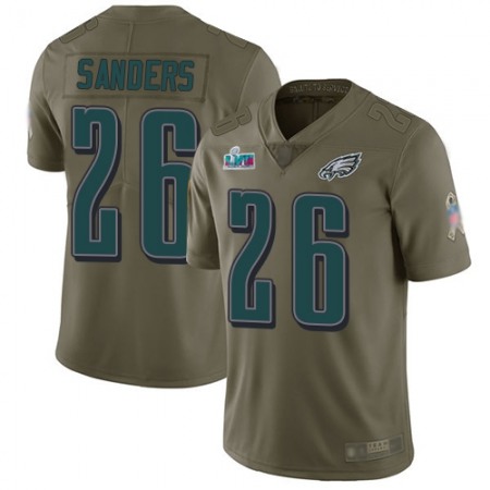 Nike Eagles #26 Miles Sanders Olive Super Bowl LVII Patch Youth Stitched NFL Limited 2017 Salute To Service Jersey