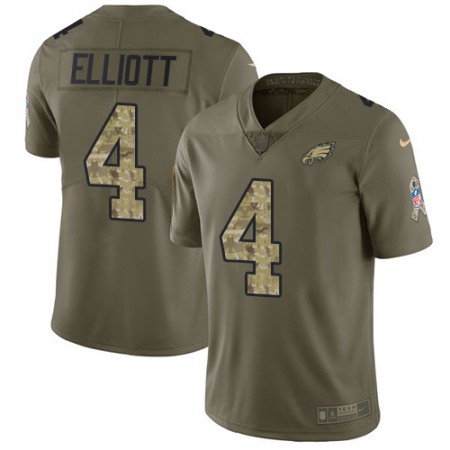 Nike Eagles #4 Jake Elliott Olive/Camo Youth Stitched NFL Limited 2017 Salute to Service Jersey