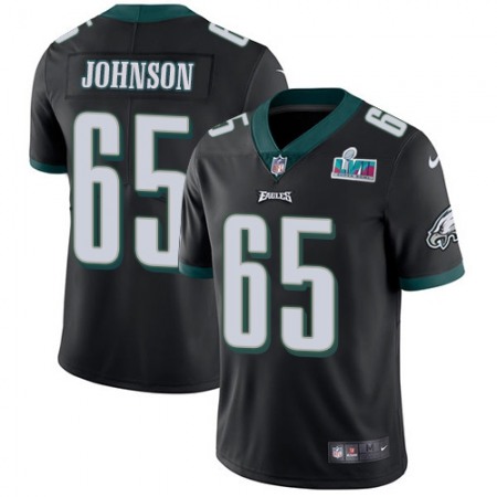 Nike Eagles #65 Lane Johnson Black Super Bowl LVII Patch Alternate Youth Stitched NFL Vapor Untouchable Limited Jersey