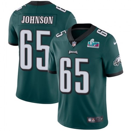 Nike Eagles #65 Lane Johnson Green Team Color Super Bowl LVII Patch Youth Stitched NFL Vapor Untouchable Limited Jersey