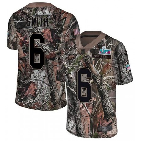 Nike Eagles #6 DeVonta Smith Camo Super Bowl LVII Patch Youth Stitched NFL Limited Rush Realtree Jersey