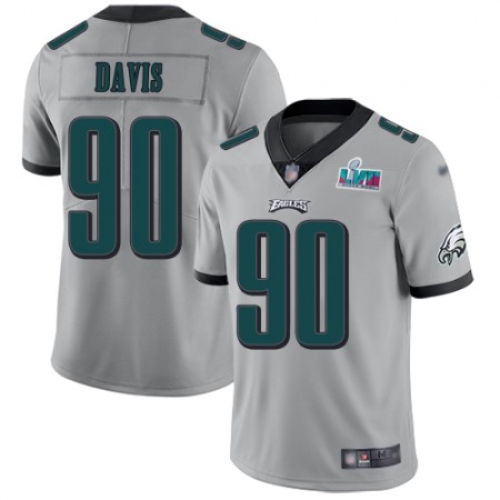 Nike Eagles #90 Jordan Davis Silver Super Bowl LVII Patch Youth Stitched NFL Limited Inverted Legend Jersey