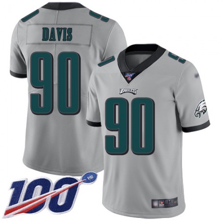 Nike Eagles #90 Jordan Davis Silver Youth Stitched NFL Limited Inverted Legend 100th Season Jersey
