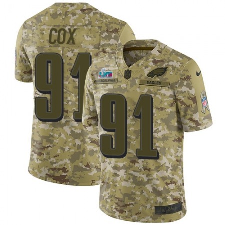 Nike Eagles #91 Fletcher Cox Camo Super Bowl LVII Patch Youth Stitched NFL Limited 2018 Salute To Service Jersey