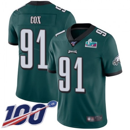 Nike Eagles #91 Fletcher Cox Green Team Color Super Bowl LVII Patch Youth Stitched NFL 100th Season Vapor Limited Jersey