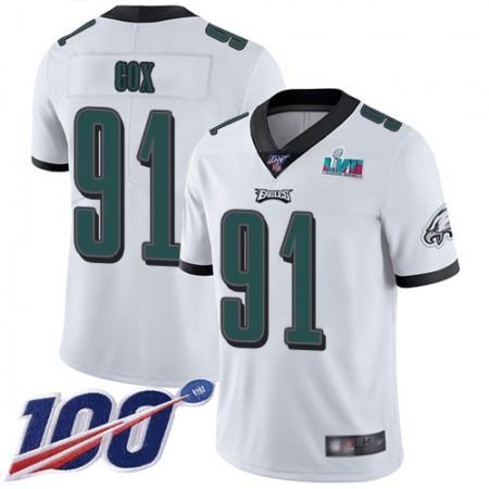 Nike Eagles #91 Fletcher Cox White Super Bowl LVII Patch Youth Stitched NFL 100th Season Vapor Limited Jersey