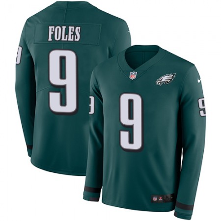Nike Eagles #9 Nick Foles Midnight Green Team Color Youth Stitched NFL Limited Therma Long Sleeve Jersey