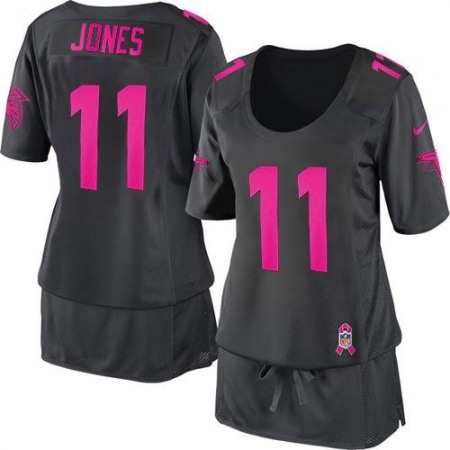 Nike Falcons #11 Julio Jones Dark Grey Women's Breast Cancer Awareness Stitched NFL Elite Jersey