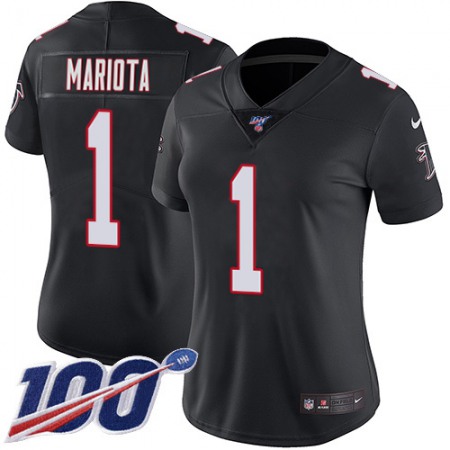 Nike Falcons #1 Marcus Mariota Black Alternate Stitched Women's NFL 100th Season Vapor Untouchable Limited Jersey