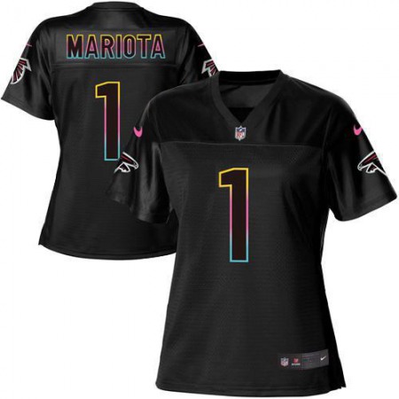 Nike Falcons #1 Marcus Mariota Black Women's NFL Fashion Game Jersey