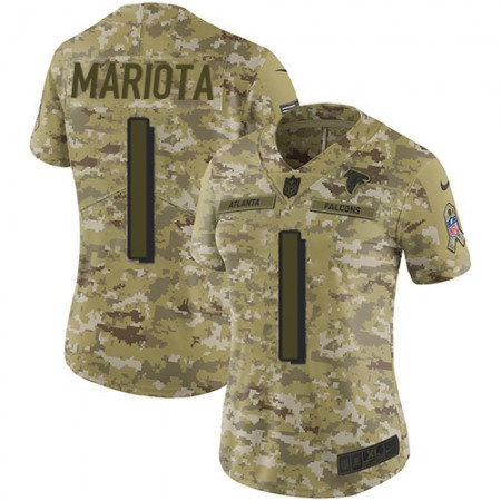Nike Falcons #1 Marcus Mariota Camo Stitched Women's NFL Limited 2018 Salute To Service Jersey