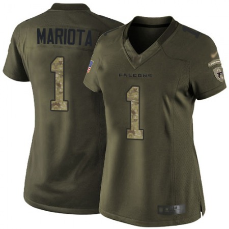Nike Falcons #1 Marcus Mariota Green Stitched Women's NFL Limited 2015 Salute to Service Jersey