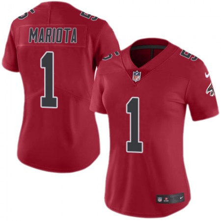 Nike Falcons #1 Marcus Mariota Red Stitched Women's NFL Limited Rush Jersey