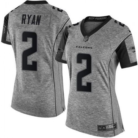 Nike Falcons #2 Matt Ryan Gray Women's Stitched NFL Limited Gridiron Gray Jersey