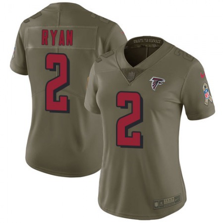 Nike Falcons #2 Matt Ryan Olive Women's Stitched NFL Limited 2017 Salute to Service Jersey