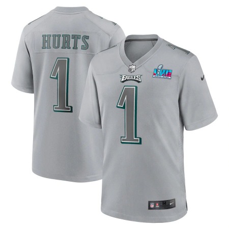 Philadelphia Eagles #1 Jalen Hurts Nike Youth Super Bowl LVII Patch Atmosphere Fashion Game Jersey - Gray