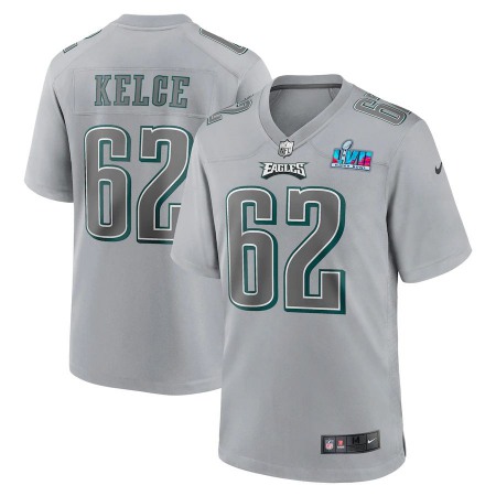 Philadelphia Eagles #62 Jason Kelce Nike Youth Super Bowl LVII Patch Atmosphere Fashion Game Jersey - Gray