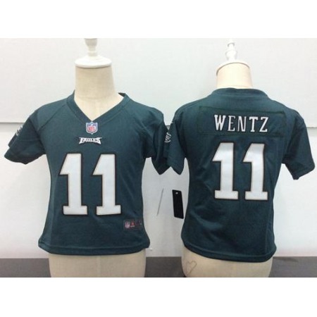 Toddler Nike Eagles #11 Carson Wentz Green Team Color Stitched NFL Elite Jersey
