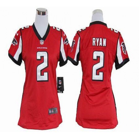 Nike Falcons #2 Matt Ryan Red Team Color Women's Stitched NFL Elite Jersey