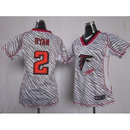 Nike Falcons #2 Matt Ryan Zebra Women's Stitched NFL Elite Jersey