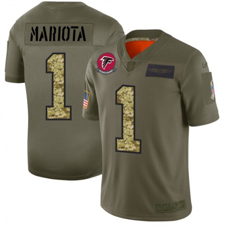 Atlanta Falcons #1 Marcus Mariota Youth Nike 2019 Olive Camo Salute To Service Limited NFL Jersey