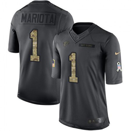 Nike Falcons #1 Marcus Mariota Black Stitched Youth NFL Limited 2016 Salute to Service Jersey