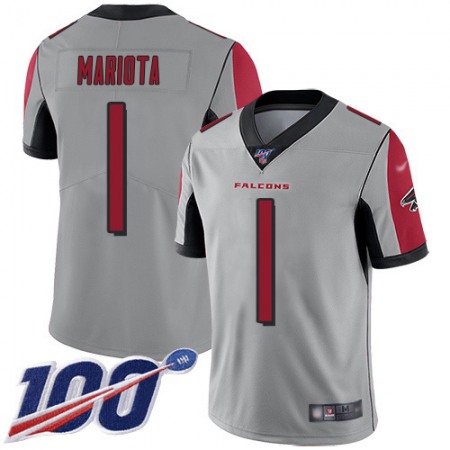 Nike Falcons #1 Marcus Mariota Silver Stitched Youth NFL Limited Inverted Legend 100th Season Jersey