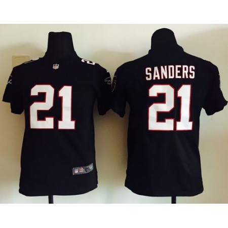 Nike Falcons #21 Deion Sanders Black Alternate Youth Stitched NFL Elite Jersey