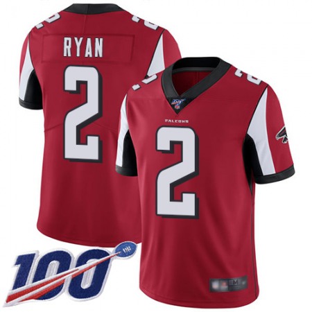 Nike Falcons #2 Matt Ryan Red Team Color Youth Stitched NFL 100th Season Vapor Limited Jersey